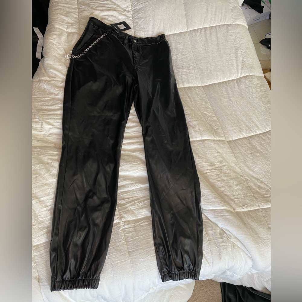NWT Fashion Nova Faux Black Leather pants, MUST GO